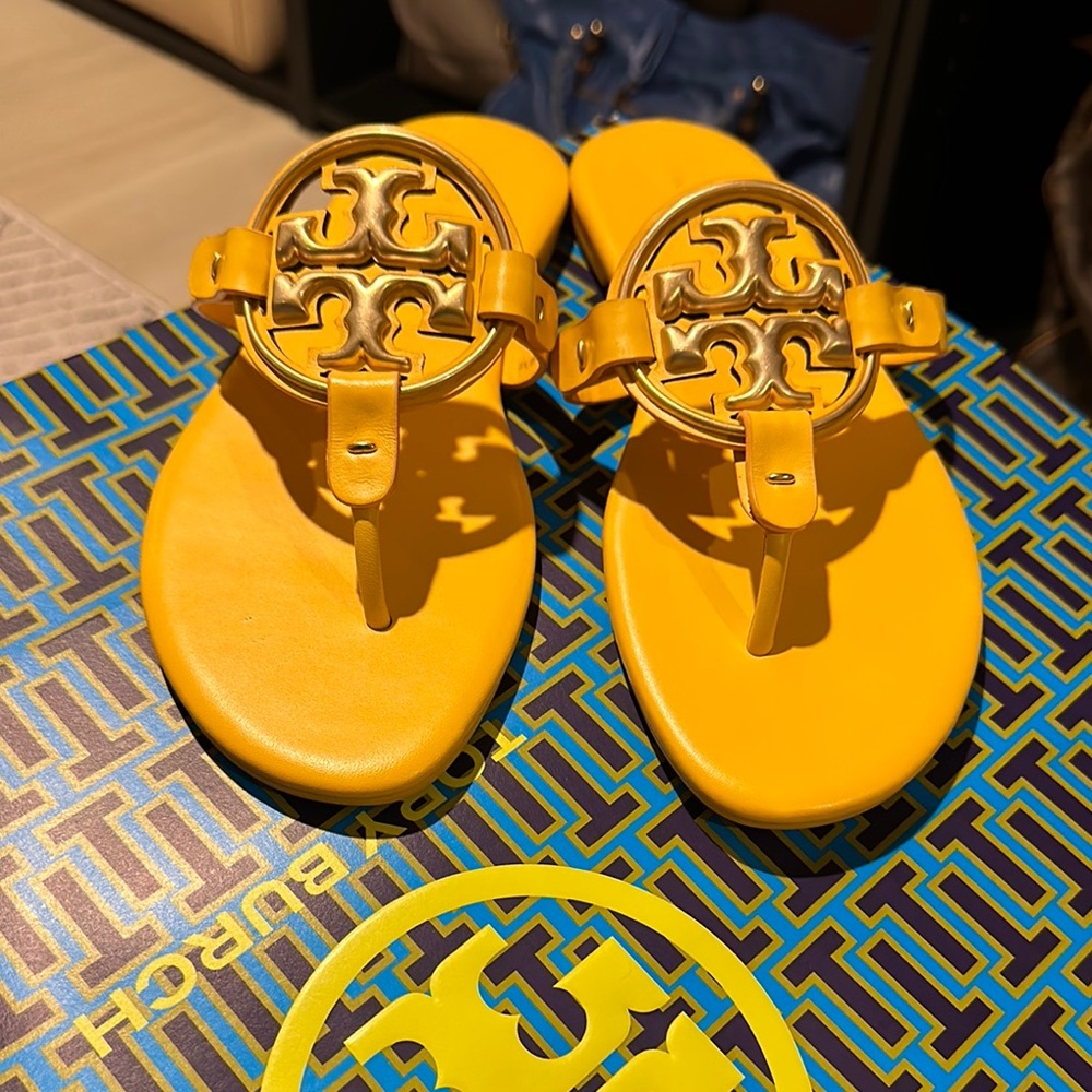 Tory Burch Mustard Yellow Thong Sandals